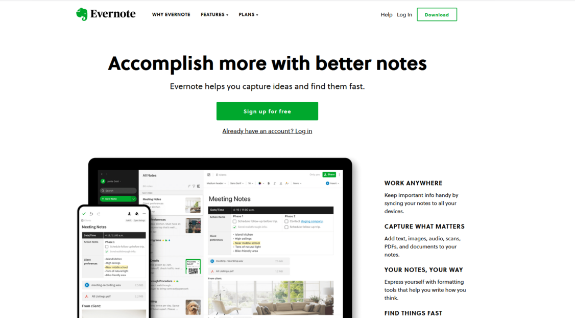 evernote desktop note sync